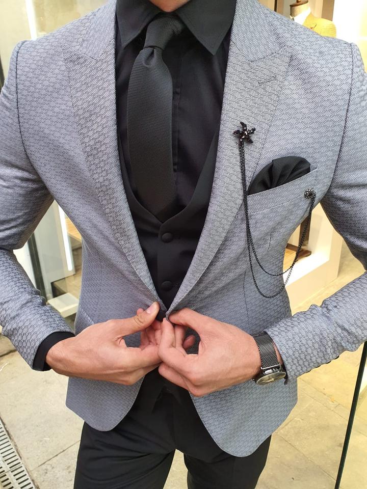 Novak Gray Slim Fit Patterned Suit-baagr.myshopify.com-suit-BOJONI