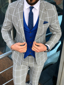 Slim-Fit Plaid Suit Vest Gray-baagr.myshopify.com-suit-BOJONI