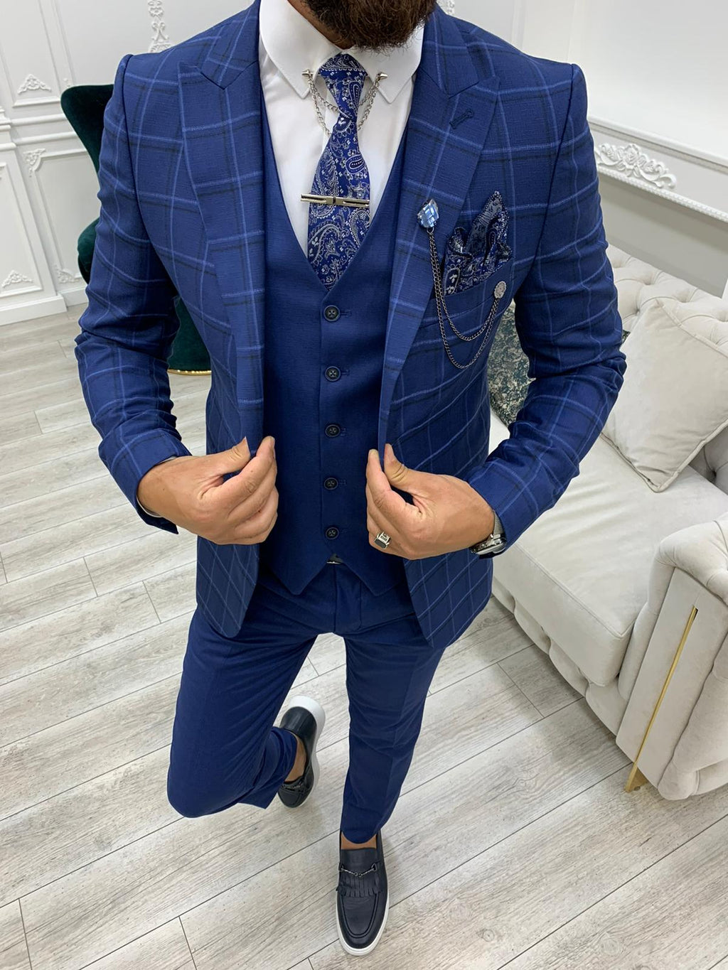 Argeli Sax Plaid Slim Fit Suit-baagr.myshopify.com-1-BOJONI