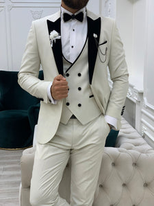 Fettachi White Slim Fit Velvet Peak Lapel Tuxedo-baagr.myshopify.com-1-BOJONI