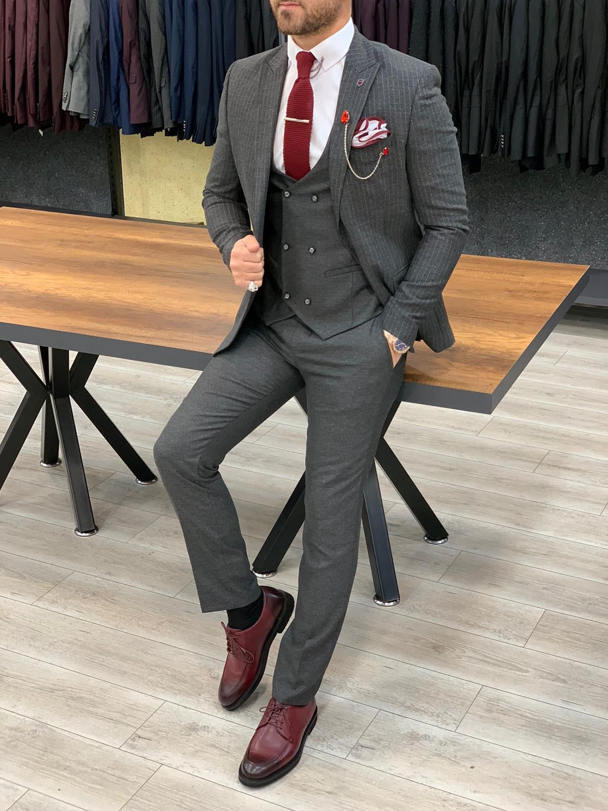 Rocca Gray Slim Fit Pinstripe Suit-baagr.myshopify.com-1-BOJONI