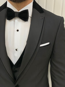 Bojoni Tishko Black Shawl  Collar Slim Fit Tuxedo