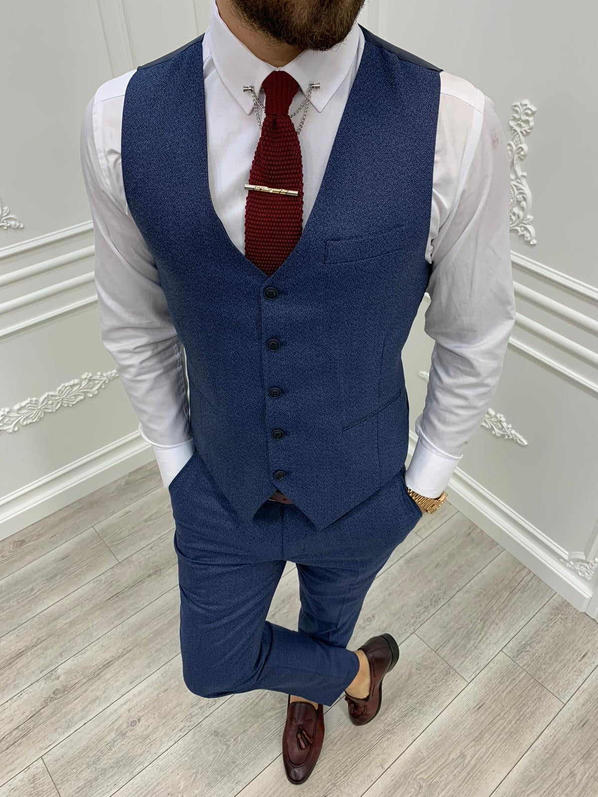 Casatani Blue Slim Fit Plaid Suit-baagr.myshopify.com-1-BOJONI