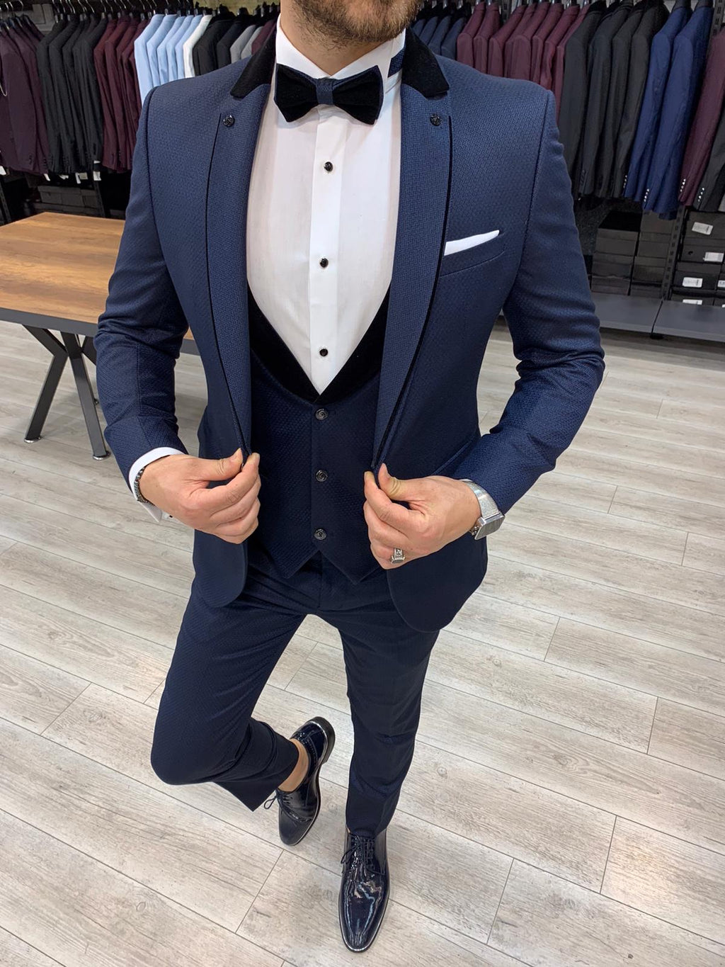 Arezzo Navy Blue Slim Fit Tuxedo-baagr.myshopify.com-1-BOJONI