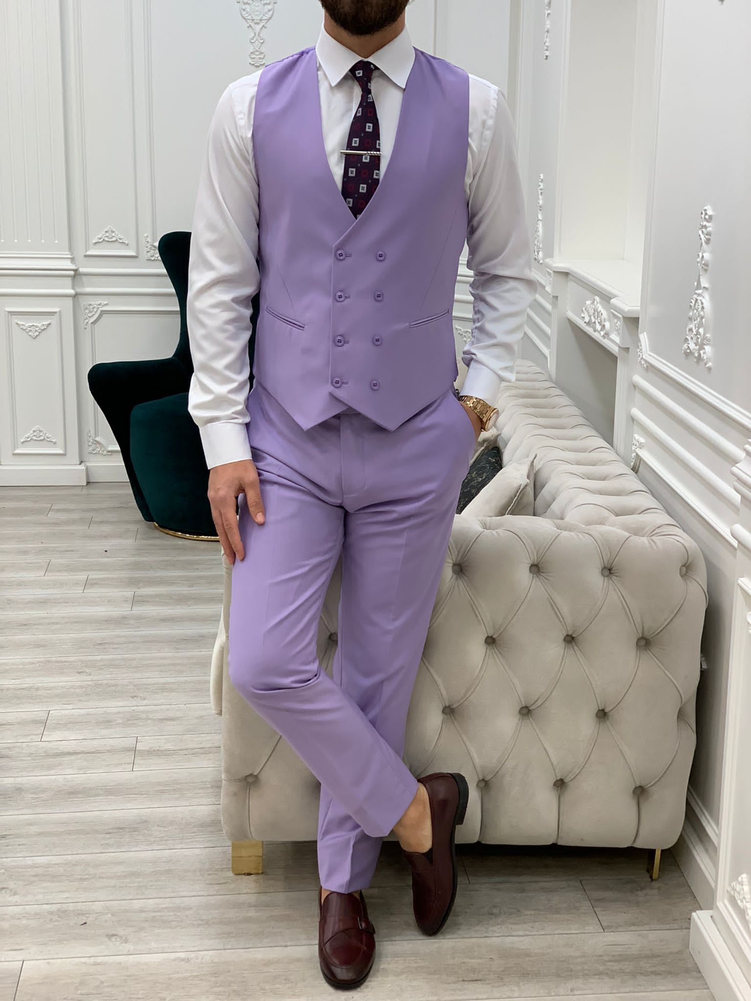 Bojoni Monte Purple  Slim Fit Suit