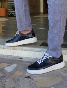 Patroni Navy Blue Mid-Top Sneakers-baagr.myshopify.com-shoes2-brabion