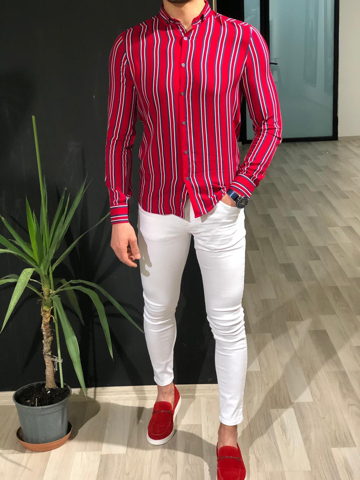 Benso Slim-Fit Striped Shirt (4 Colors)-baagr.myshopify.com-Shirt-BOJONI