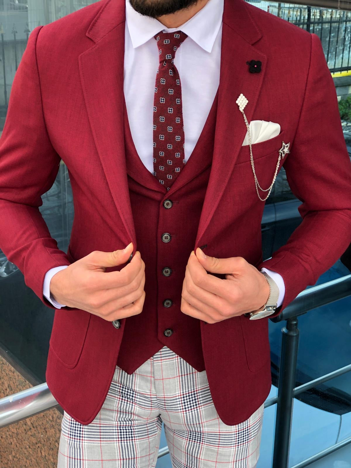 Slim-Fit Suit Vest Claret red-baagr.myshopify.com-suit-BOJONI