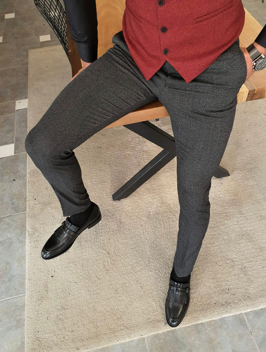 Daroni Black Slim Fit Pants-baagr.myshopify.com-Pants-BOJONI