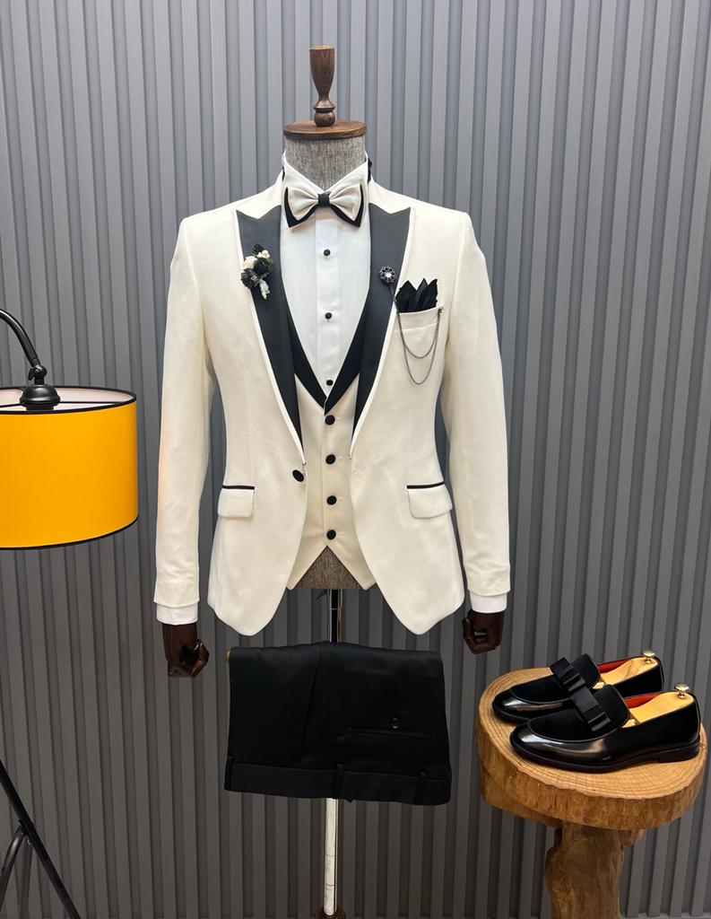 Bojoni Tommy Slim Fit White Tuxedo