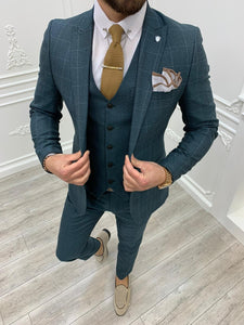 Casatani Green Slim Fit Plaid Suit-baagr.myshopify.com-1-BOJONI