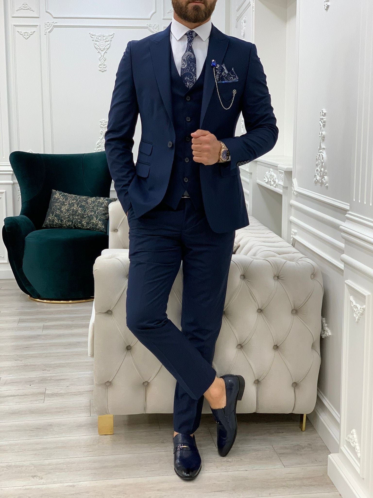 Forenzax Navy Blue Slim Fit Suit-baagr.myshopify.com-1-BOJONI