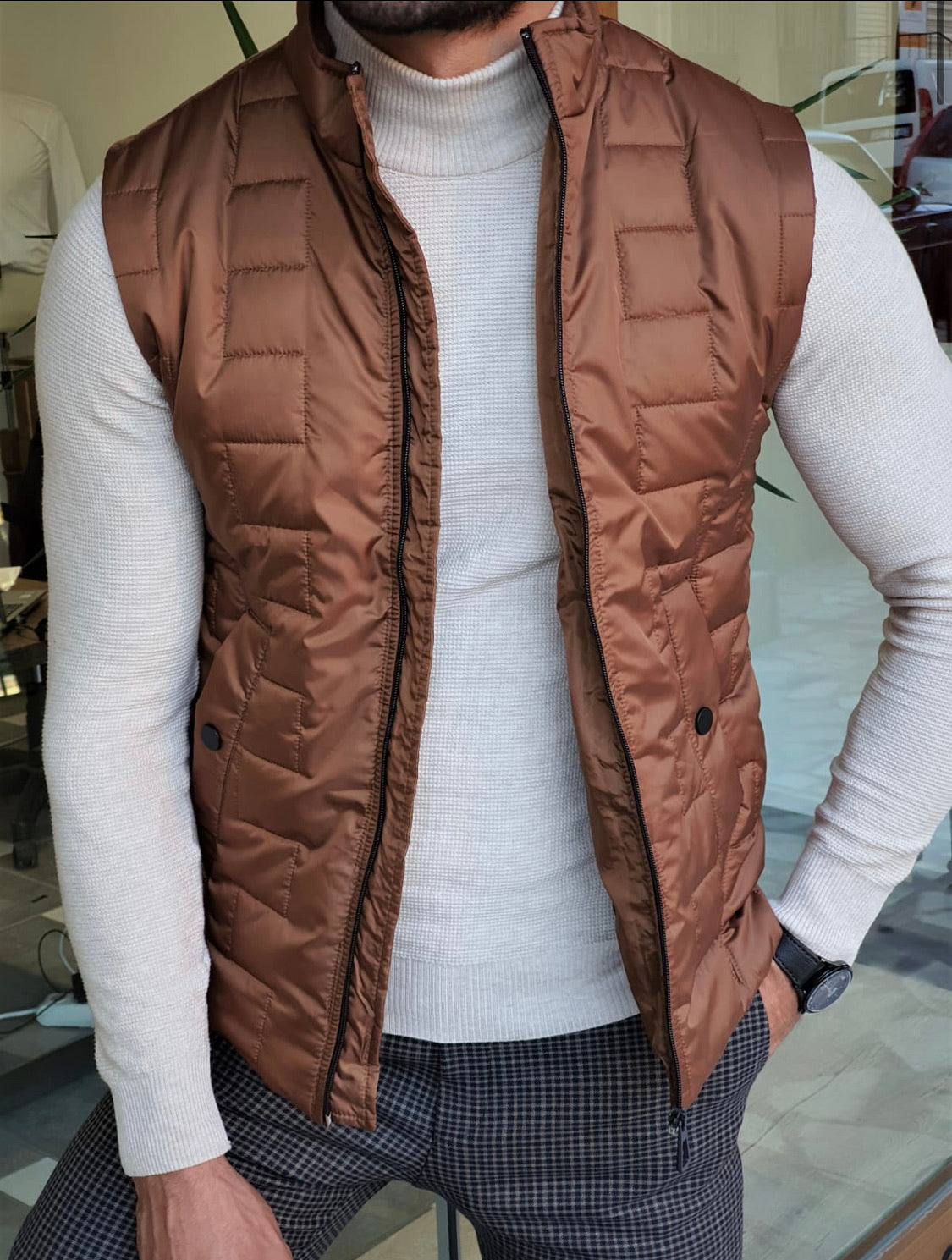 Forenzax Camel Slim Fit Puffer Jacket-baagr.myshopify.com-Jacket-BOJONI