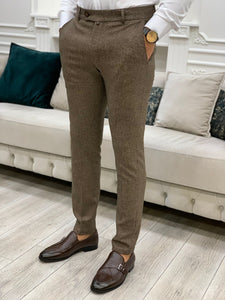 Serra Brown Slim Fit Pants-baagr.myshopify.com-Pants-BOJONI