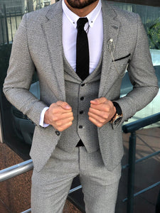 Slim-Fit Plaid Suit Vest Gray-baagr.myshopify.com-suit-BOJONI