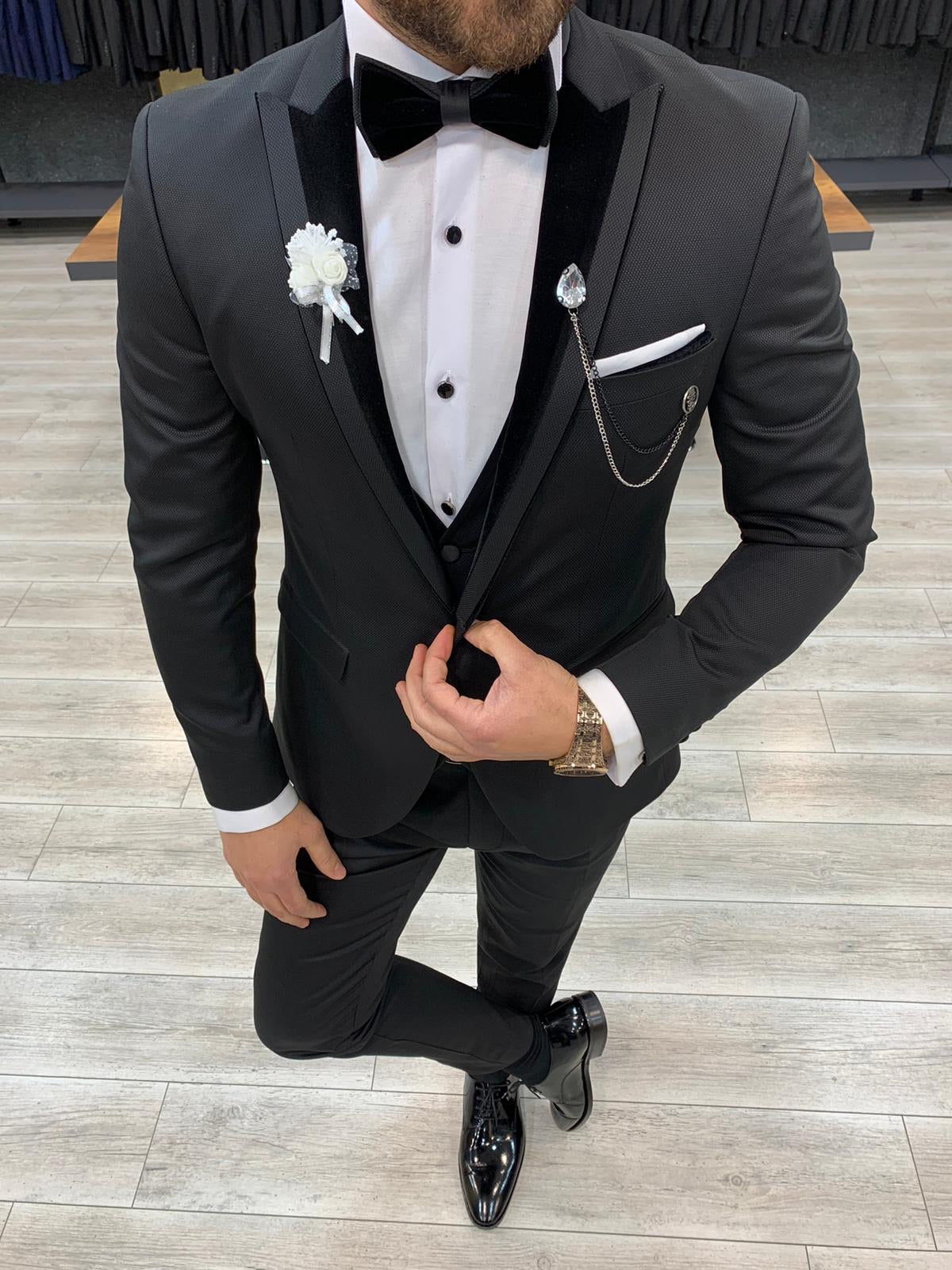 Catani Black Slim Fit Tuxedo #7-baagr.myshopify.com-1-BOJONI