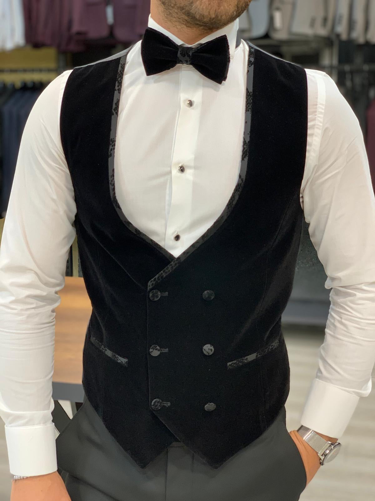 Trivio Black Velvet Slim Fit Tuxedo-baagr.myshopify.com-1-BOJONI