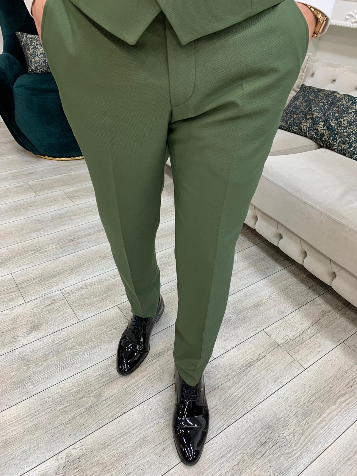 Bojoni Tishko Olive Velvet  Slim Fit Tuxedo