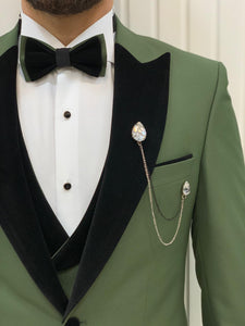 Bojoni Tishko Olive Velvet  Slim Fit Tuxedo