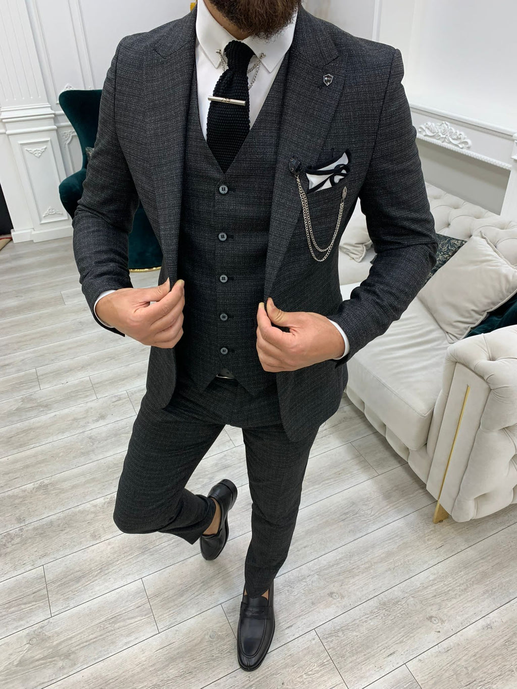 Vince Gray Slim Fit Plaid Suit-baagr.myshopify.com-1-BOJONI