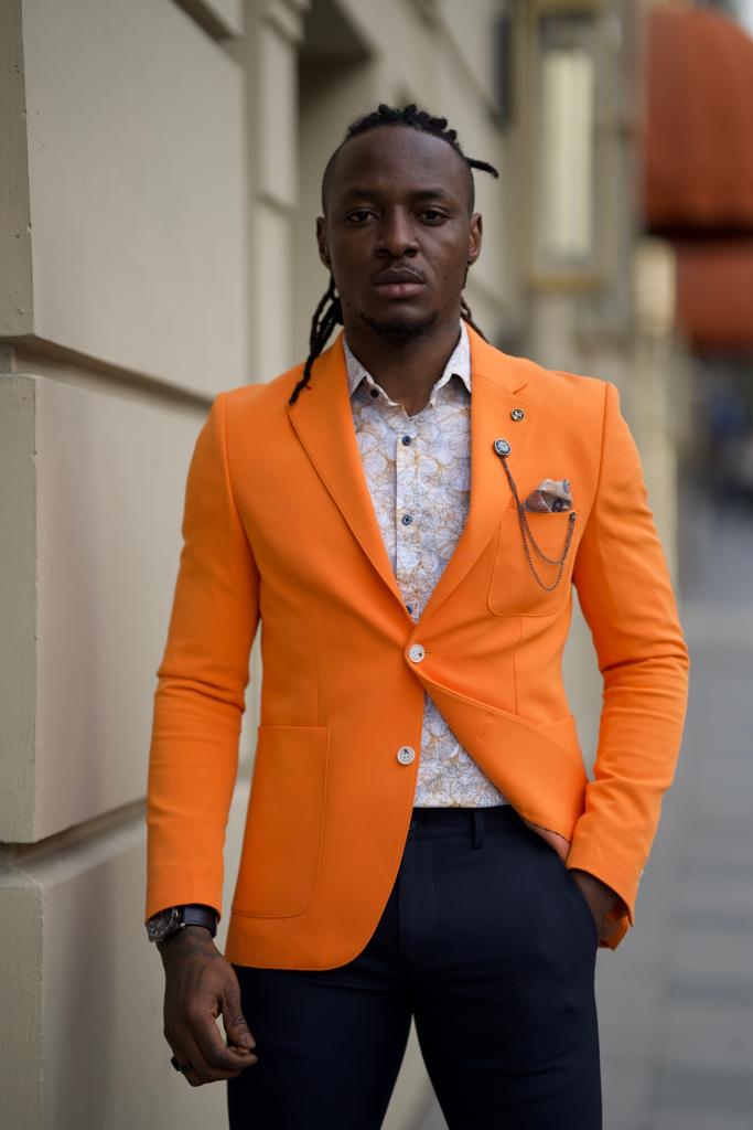 Bojoni Diamond Shagori Orange Slim Fit  Blazer