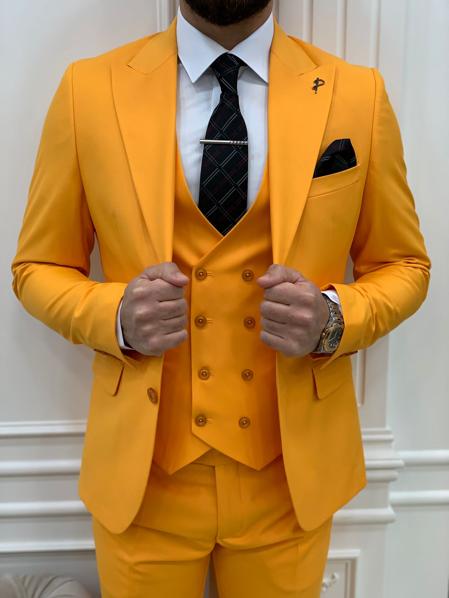 Bojoni Monte Yellow  Slim Fit Suit