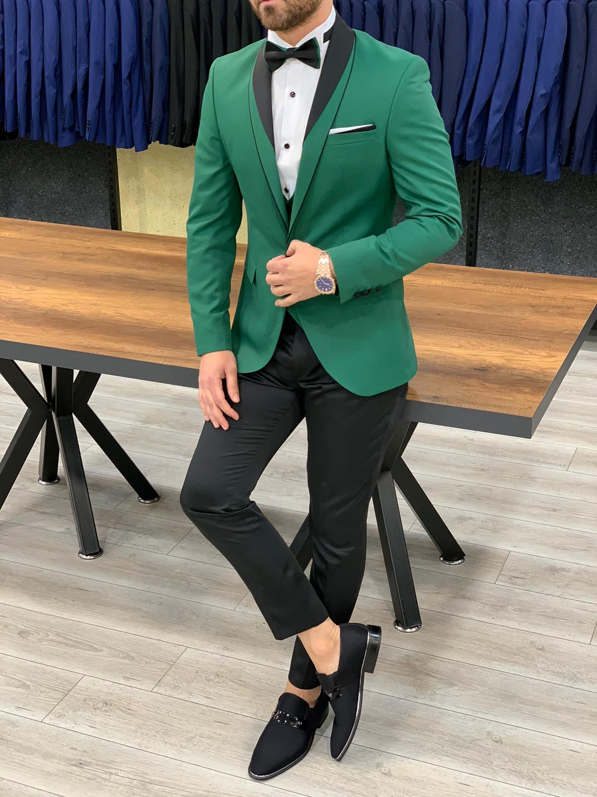 Forenza Royal Slim Fit Green Tuxedo-baagr.myshopify.com-1-BOJONI