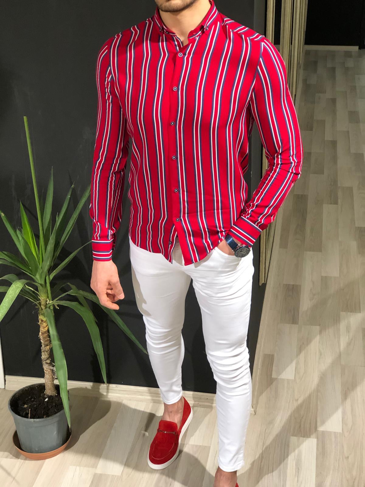 Benso Slim-Fit Striped Shirt (4 Colors)-baagr.myshopify.com-Shirt-BOJONI