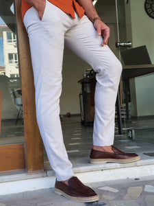 Mantova Beige Slim Fit Cotton Pants-baagr.myshopify.com-Pants-BOJONI