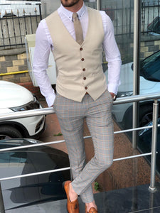 Anas Slim-Fit Cotton  Suit Vest Camel-baagr.myshopify.com-suit-BOJONI