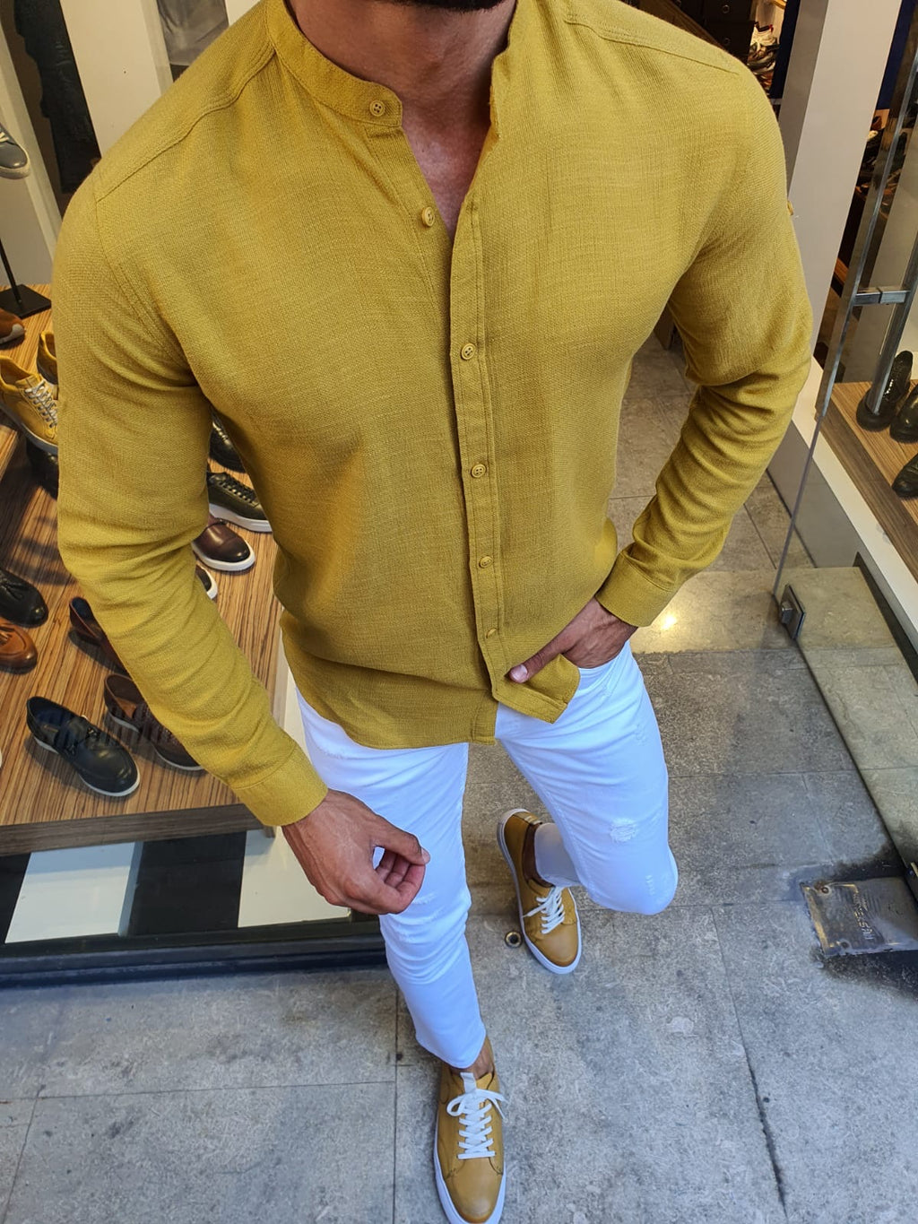 Madison Yellow Slim Fit Cotton Shirt-baagr.myshopify.com-Shirt-BOJONI