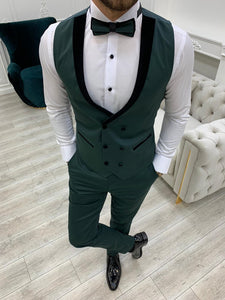 Partoni Royal Green Velvet Slim Fit Tuxedo-baagr.myshopify.com-1-BOJONI