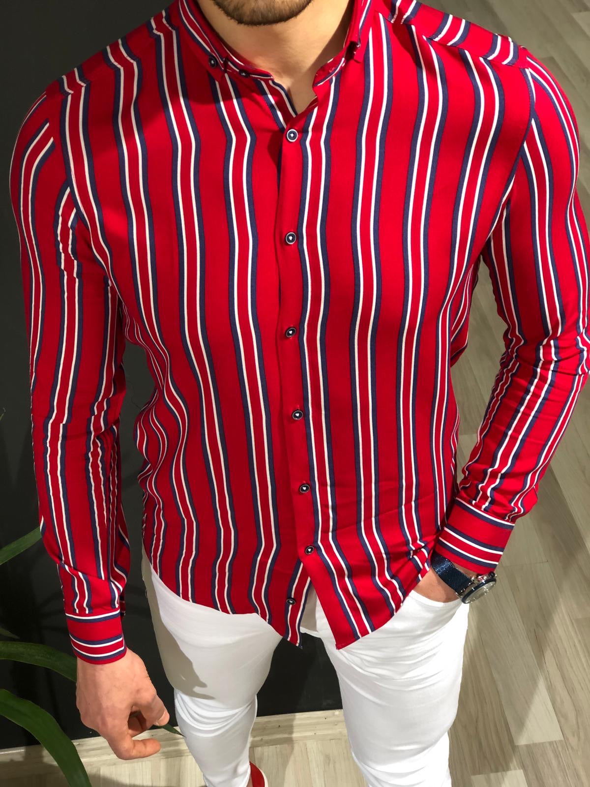 Benso Slim-Fit Striped Shirt (4 Colors)-baagr.myshopify.com-Shirt-BOJONI