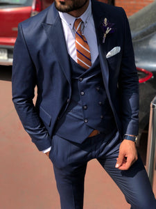 Baha  Slim-Fit Patterned Suit Vest Navy Blue-baagr.myshopify.com-suit-BOJONI