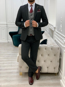 Bojoni Crystal Black Slim Fit Suit