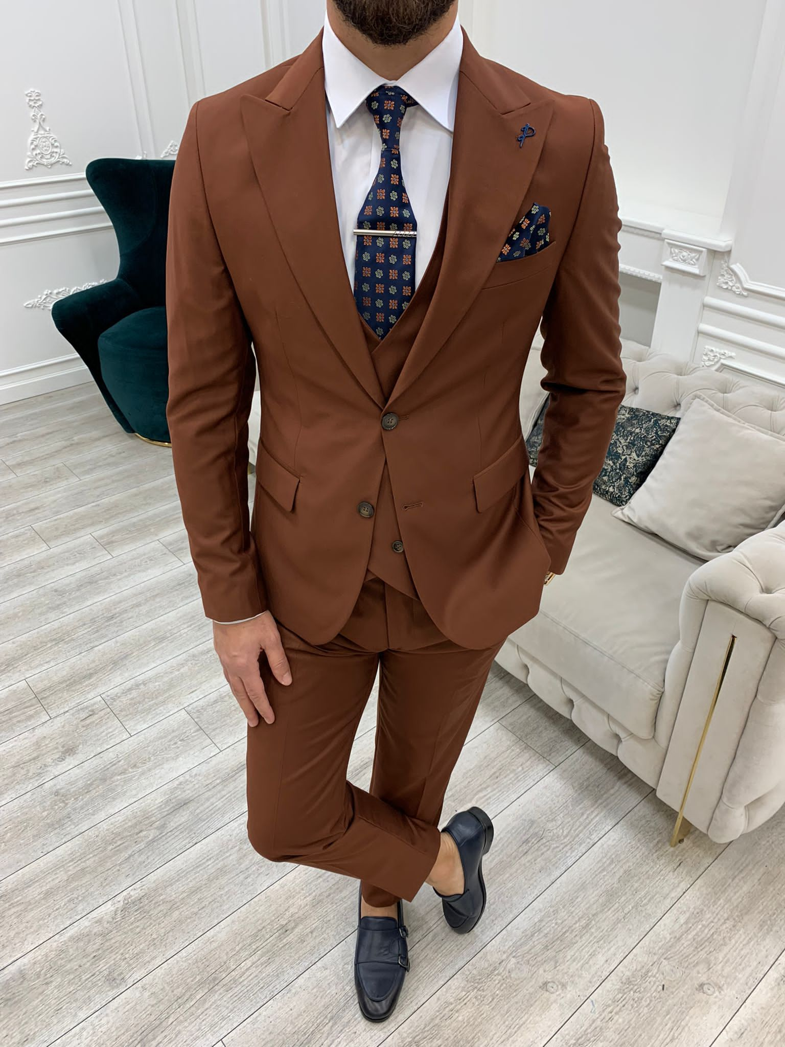 Bojoni Monte Tile  Slim Fit Suit