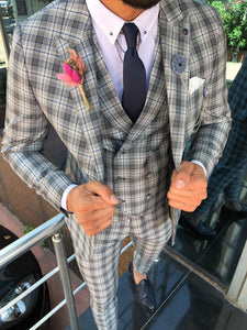 Andriano Slim-Fit Plaid Suit in Gray-baagr.myshopify.com-suit-BOJONI