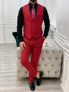 Bojoni Monte Red  Slim Fit Suit