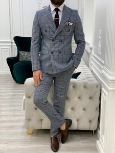 Rosario Blue Slim Fit Double Breasted Plaid Suit-baagr.myshopify.com-1-BOJONI