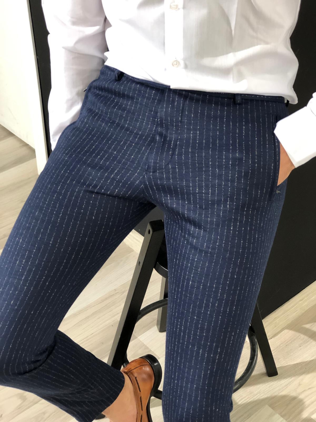Slim-fit Striped Fabric Pants (2 Colors)-baagr.myshopify.com-Pants-BOJONI