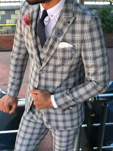 Andriano Slim-Fit Plaid Suit in Gray-baagr.myshopify.com-suit-BOJONI