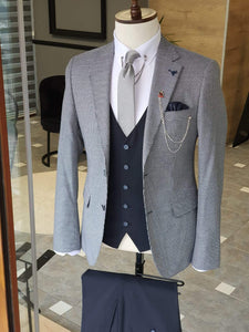 Boston Navy Blue Slim Fit Notch Lapel Suit-baagr.myshopify.com-suit-BOJONI