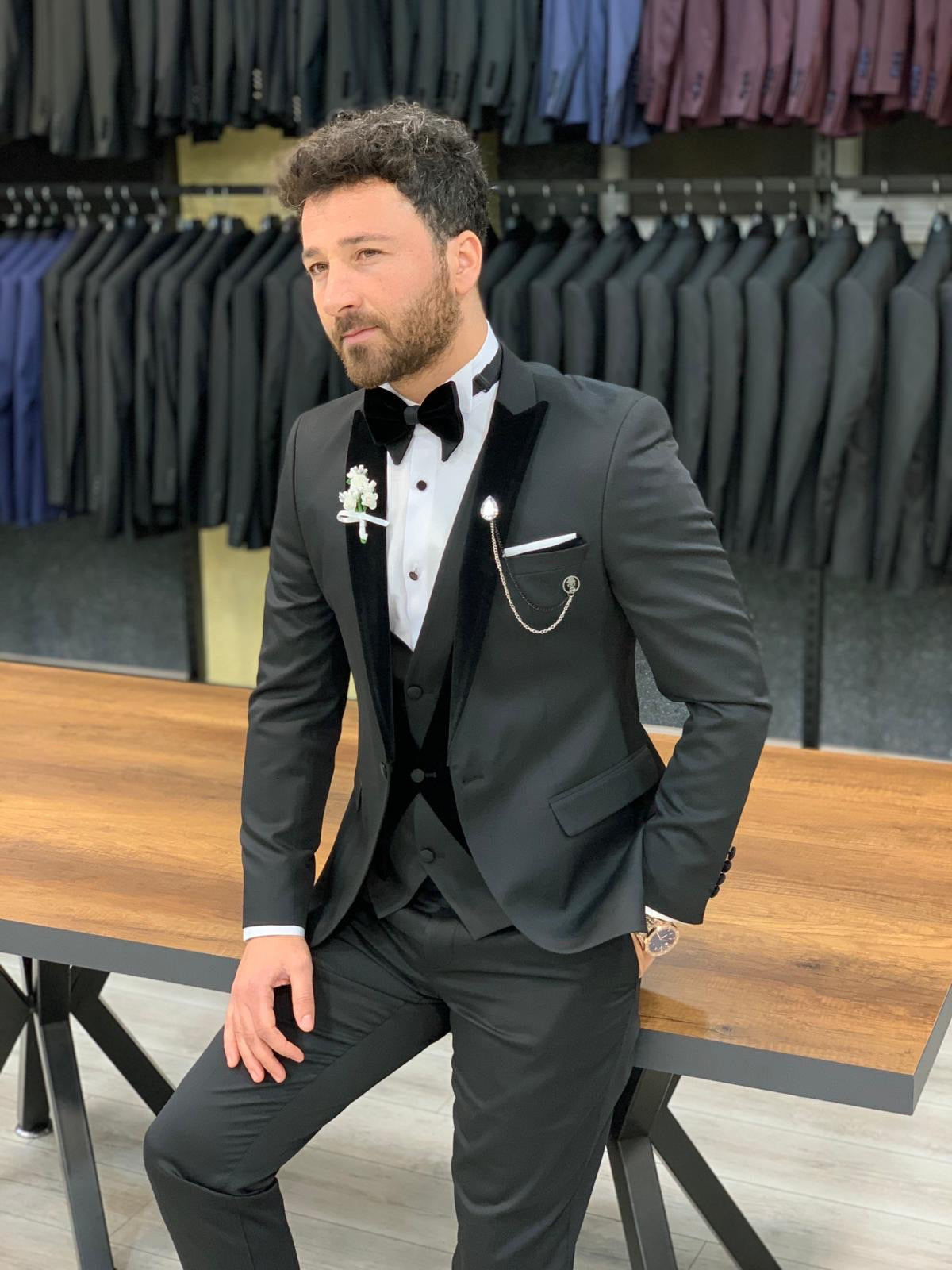 Catani Velvet Black Slim Fit Tuxedo #4-baagr.myshopify.com-1-BOJONI