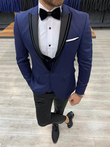 Paruri Royal Velvet Slim Fit Navy Blue Tuxedo-baagr.myshopify.com-1-BOJONI