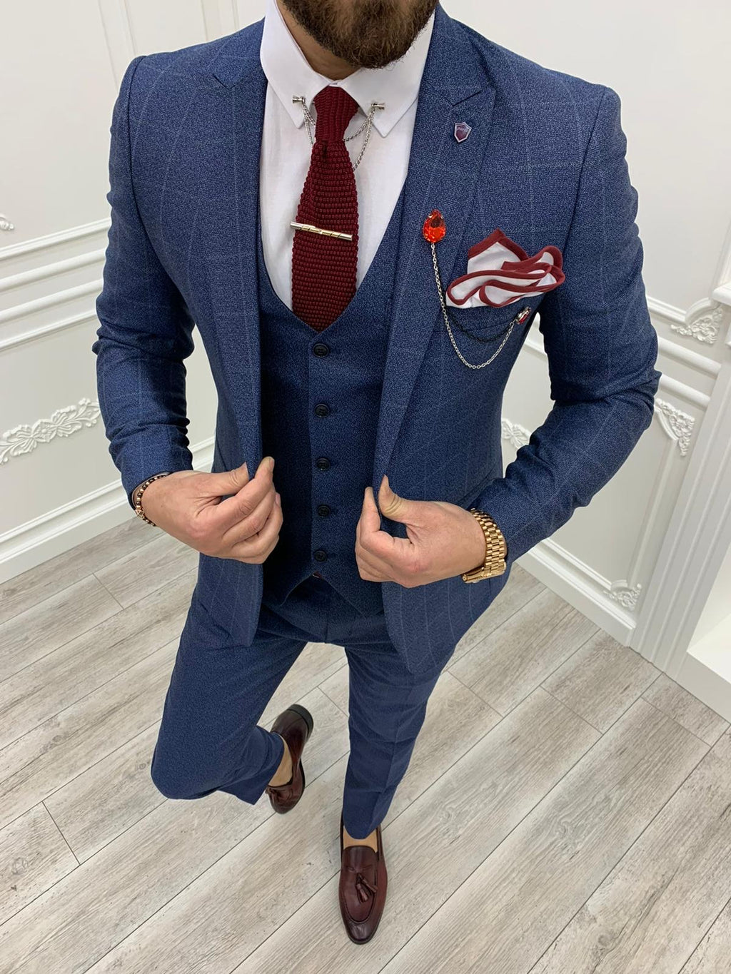 Casatani Blue Slim Fit Plaid Suit-baagr.myshopify.com-1-BOJONI