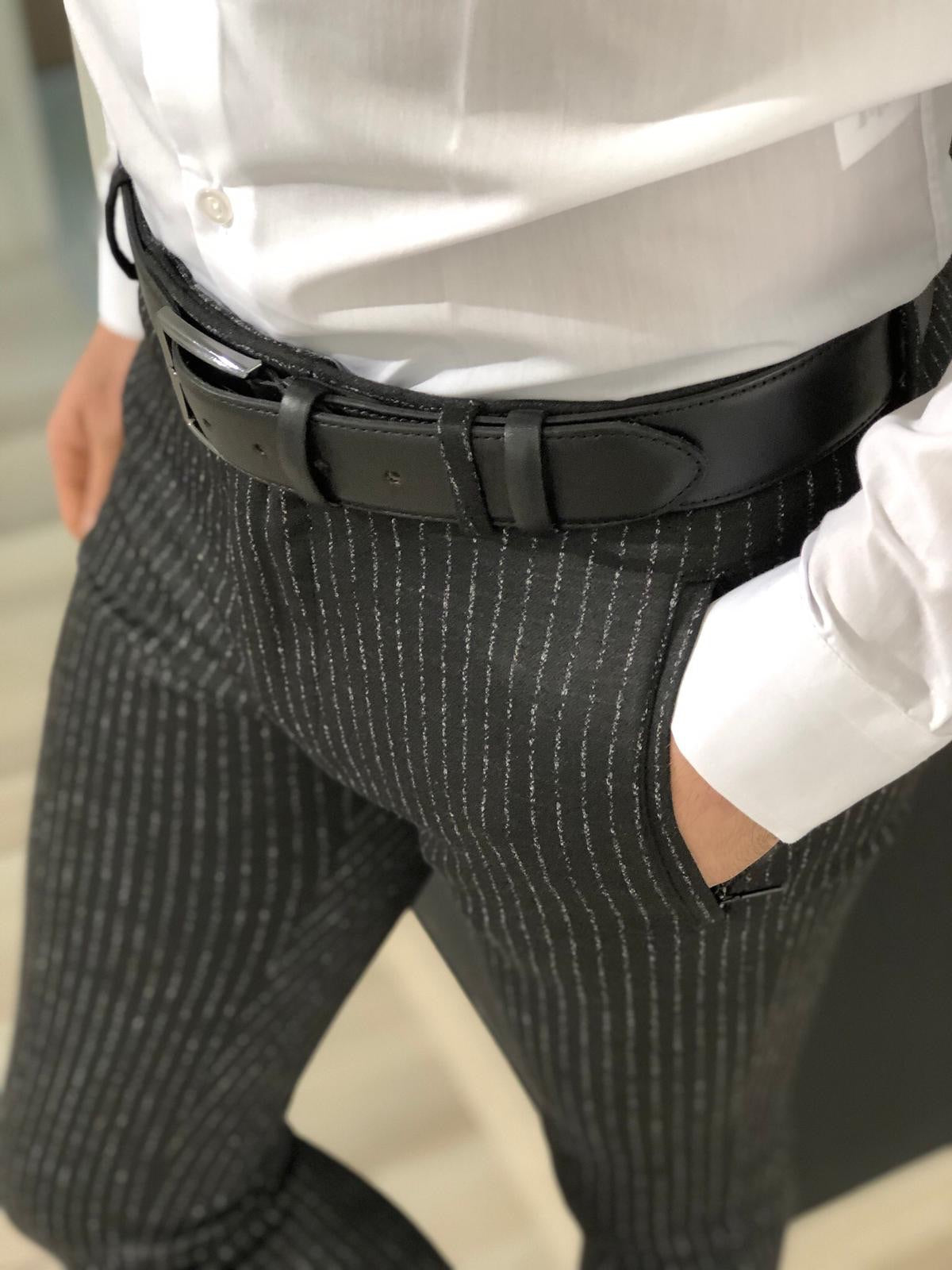 Slim-fit Striped Fabric Pants (2 Colors)-baagr.myshopify.com-Pants-BOJONI