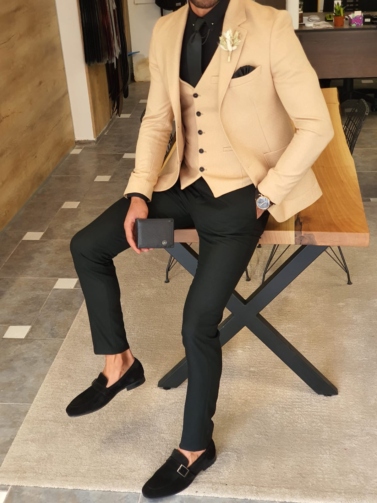 Forenzax  Beige Slim Fit Suit-baagr.myshopify.com-suit-BOJONI
