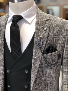 Slim-Fit Plaid Suit Vest Black-baagr.myshopify.com-suit-BOJONI