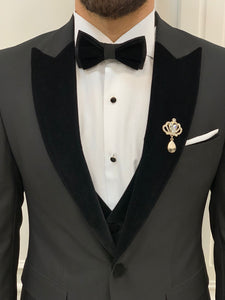 Bojoni Tishko Black Velvet  Slim Fit Tuxedo