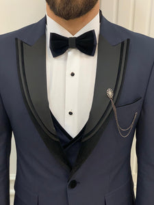 Bojoni Tishko Navy Velvet Slim Fit Tuxedo